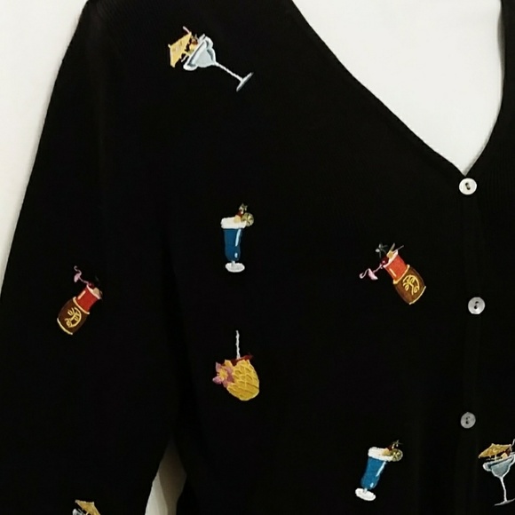 Vintage Embroidered Tropical Drink Cardigan - Picture 4 of 8